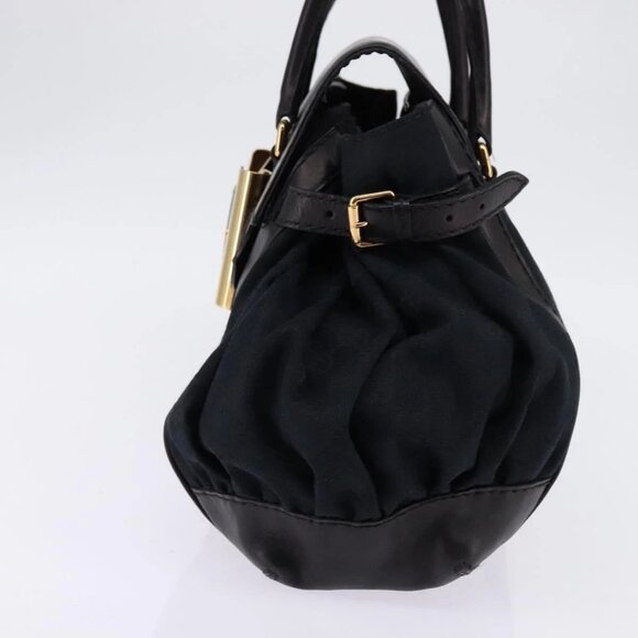 GUCCI GG Canvas Hand Bag Black Gold Auth SW1542 - Picture 7 of 16